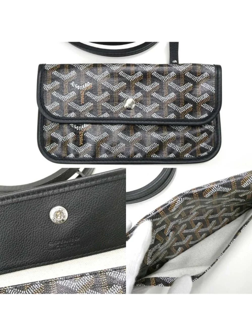 Goyard Saint Louis PM Black Tote Din Canvas Leather with Clip